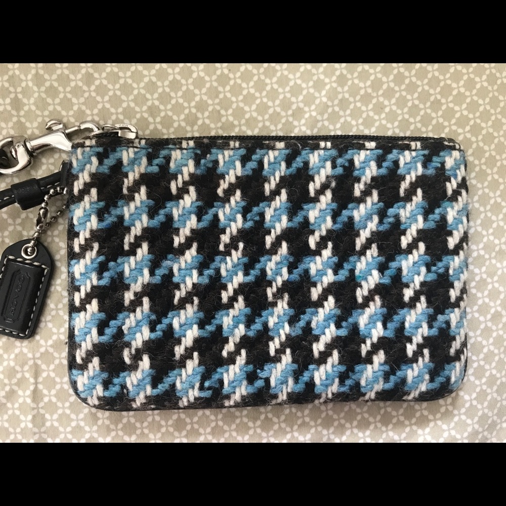 Coach Wool Houndstooth Wristlet